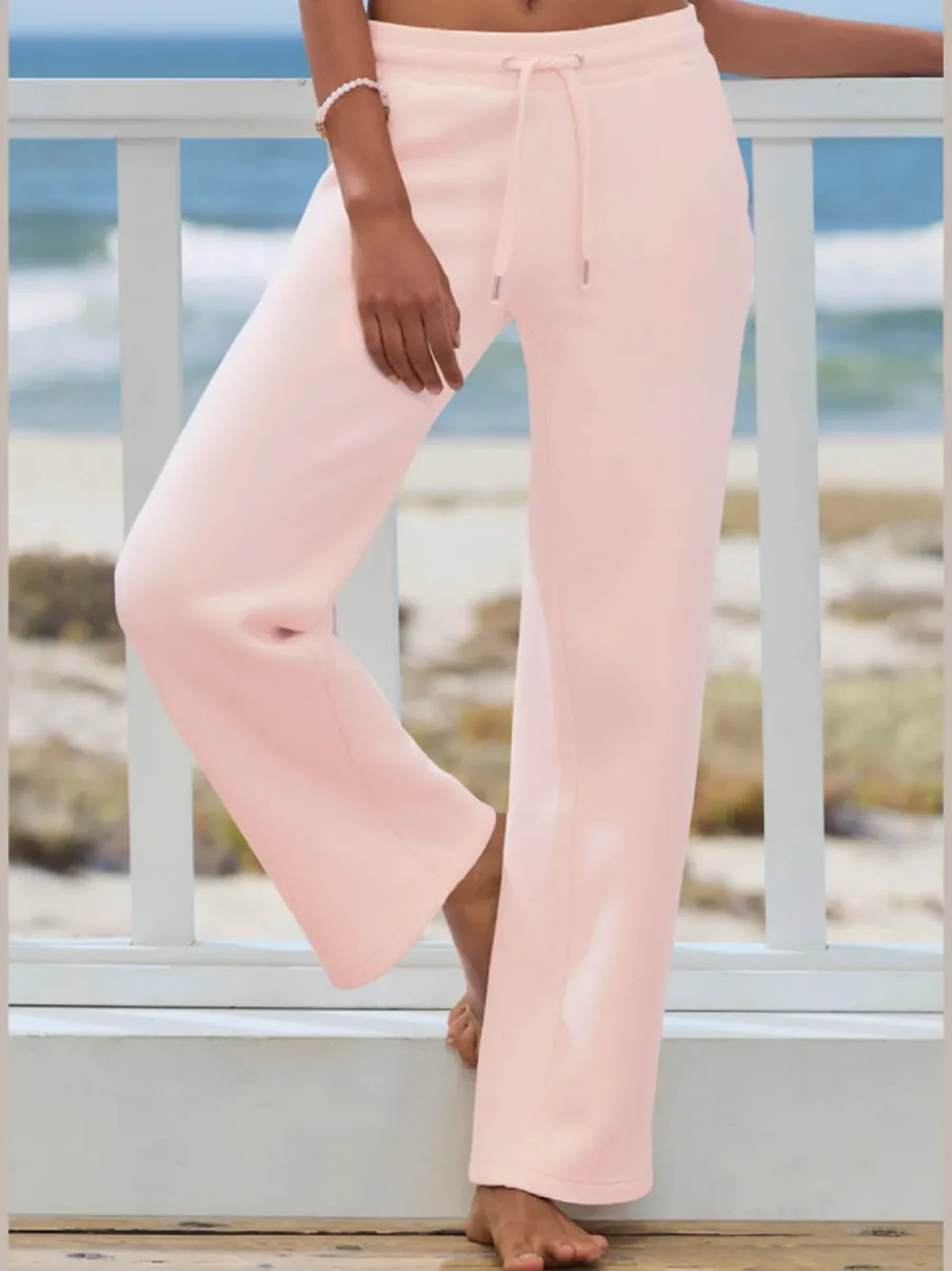 Pantalon molletonné à jambes larges avec poches latérales et coulisse