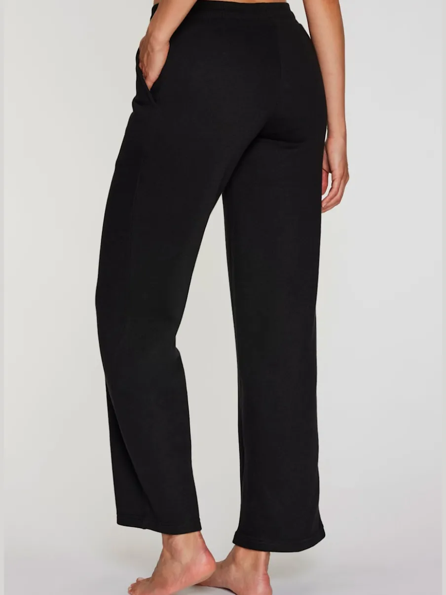 Pantalon molletonné à jambes larges avec poches latérales et coulisse