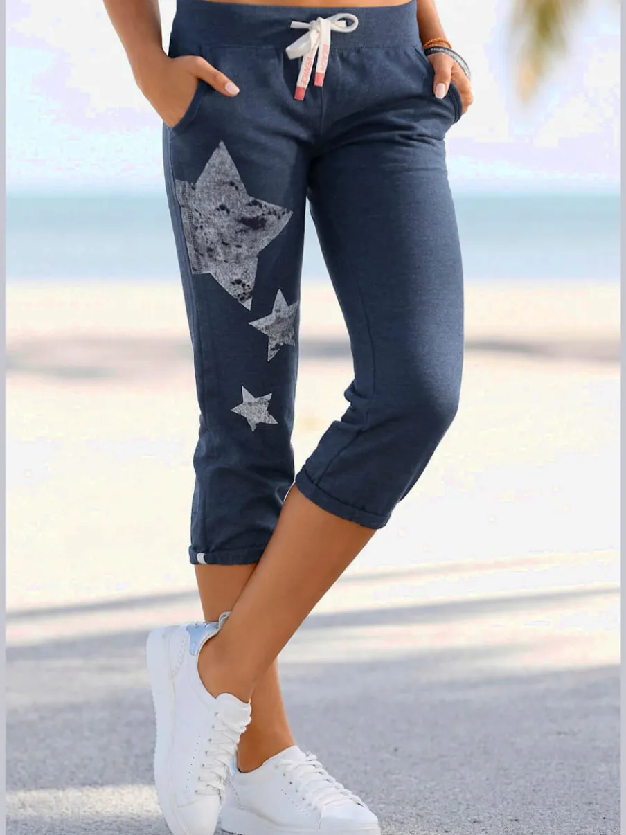 Pantalon molletonné à étoiles avec ceinture coulissante confortable