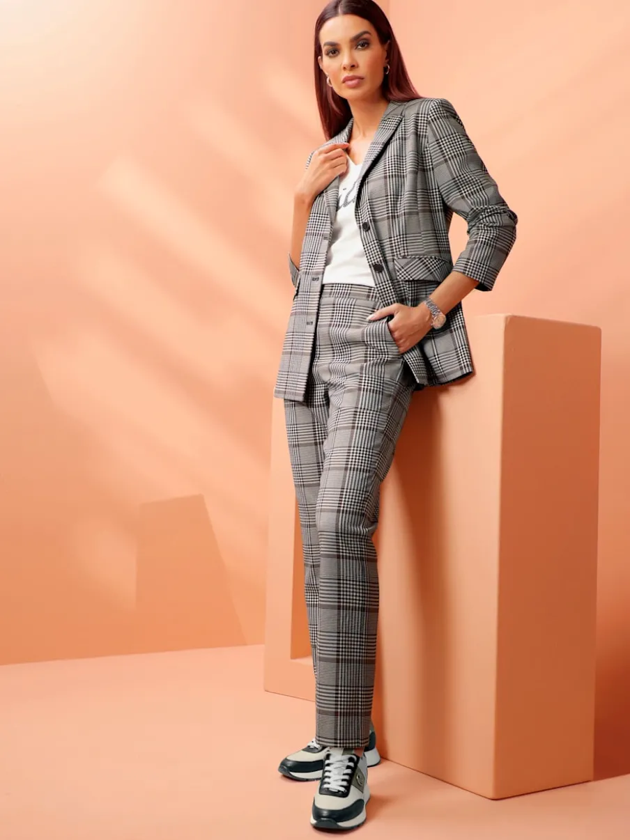 Pantalon motif carreaux prince de galles classique
