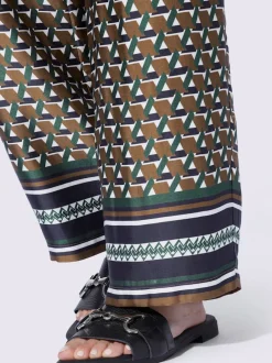 Pantalon à motif graphique avec ceinture élastique et poches latérales