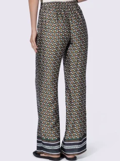 Pantalon à motif graphique avec ceinture élastique et poches latérales