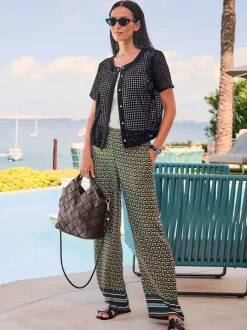 Pantalon à motif graphique avec ceinture élastique et poches latérales