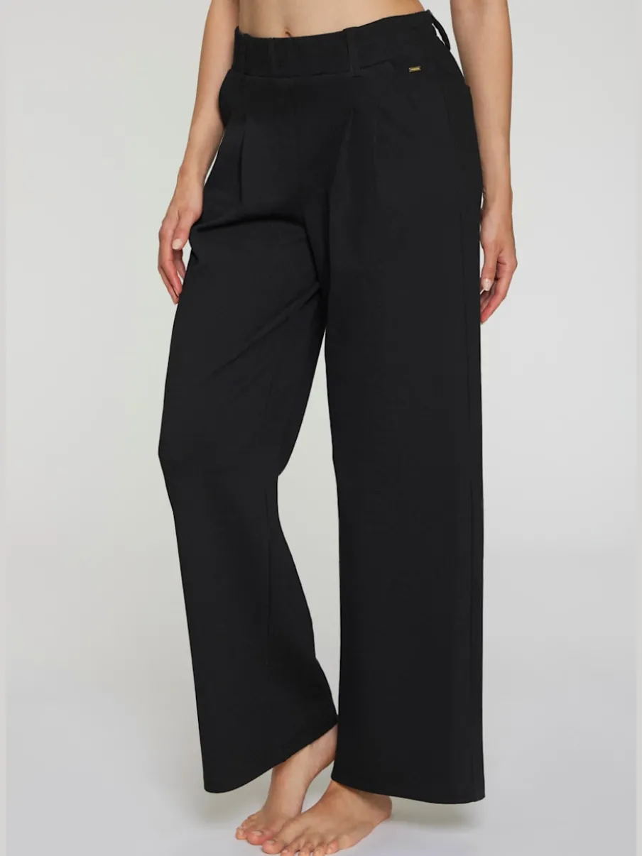 Pantalon à motifs à jambes larges et taille haute