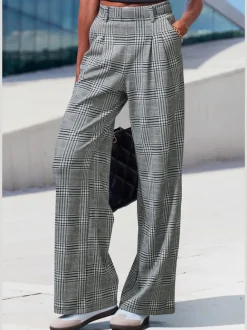 Pantalon à motifs à jambes larges et taille haute