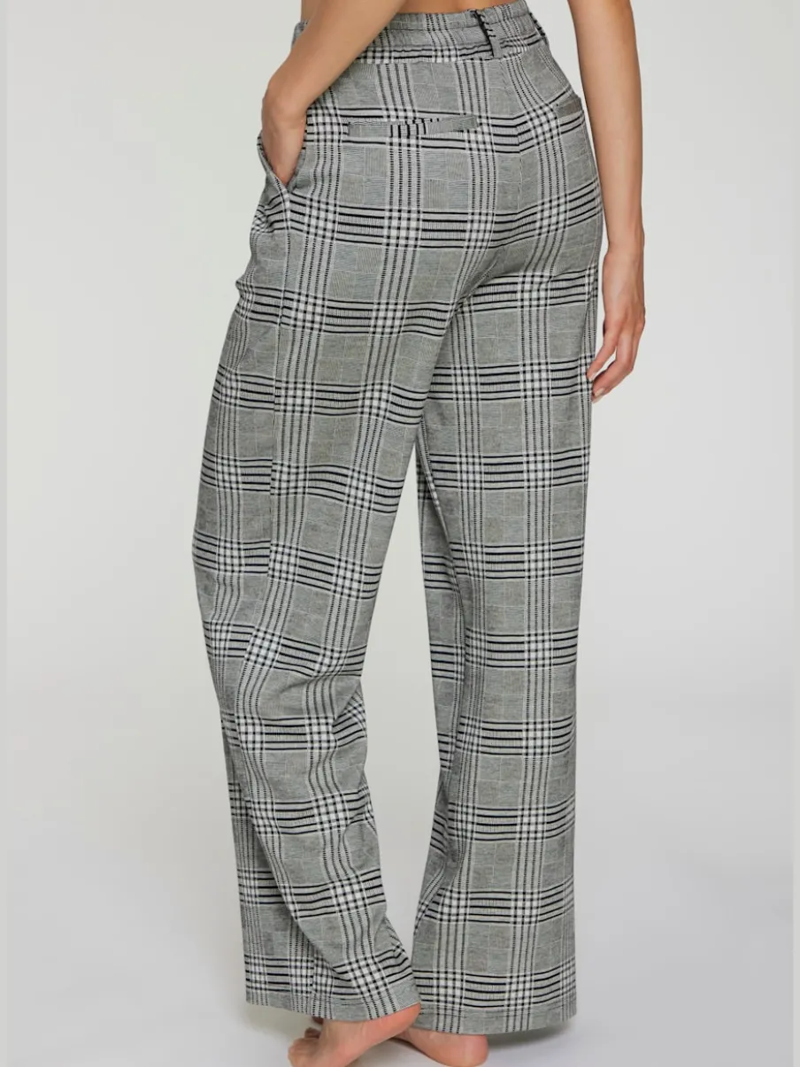 Pantalon à motifs à jambes larges et taille haute