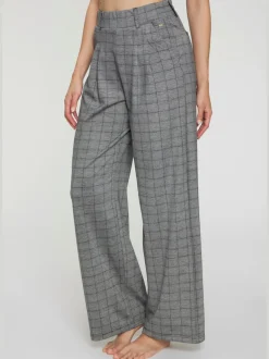 Pantalon à motifs à jambes larges et taille haute