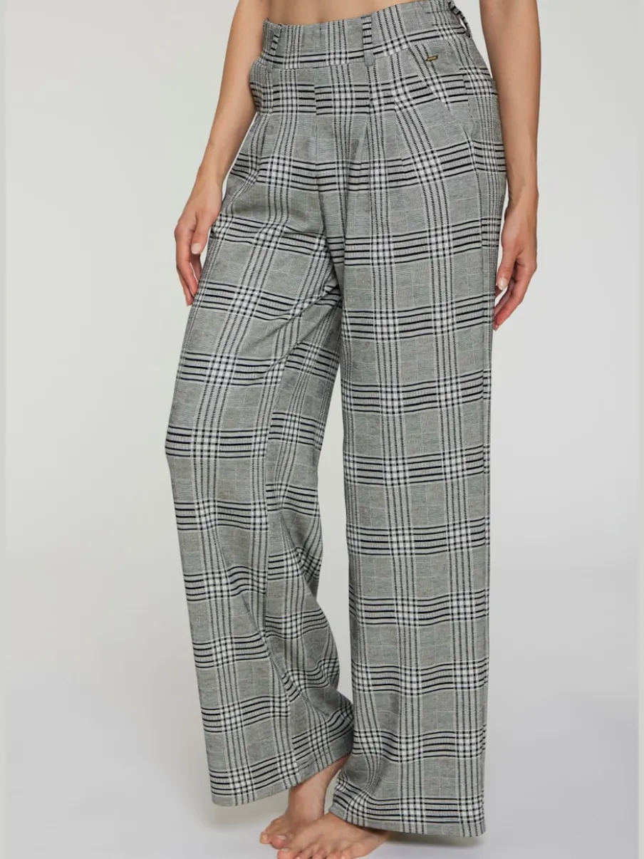 Pantalon à motifs à jambes larges et taille haute