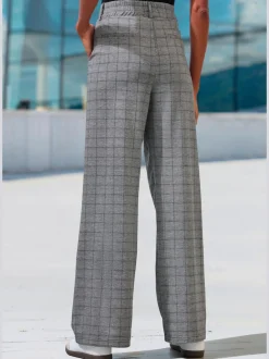Pantalon à motifs à jambes larges et taille haute