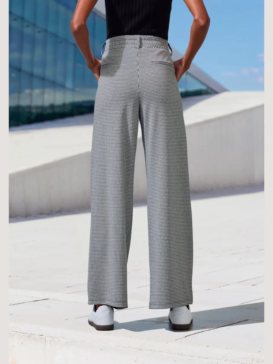 Pantalon à motifs à jambes larges et taille haute