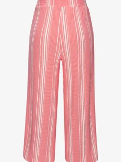 Pantalon 7/8 pantalon décontracté avec bords-côtes smockés extra-larges à rayures