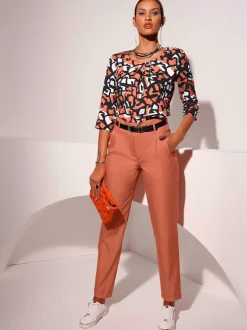 Pantalon paperbag en lyocell avec ourlet à revers fixe
