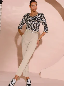 Pantalon paperbag en lyocell avec ourlet à revers fixe