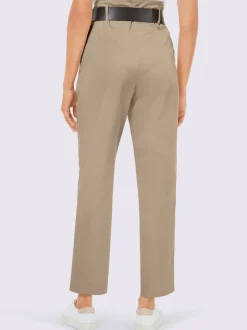 Pantalon à pinces en lyocell avec ceinture décorative et poches latérales