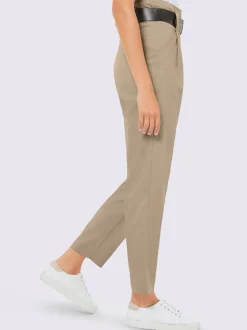Pantalon à pinces en lyocell avec ceinture décorative et poches latérales