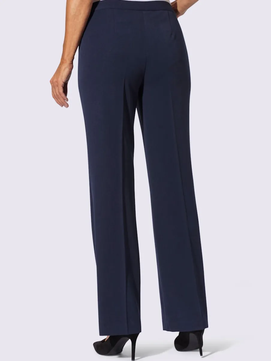 Pantalon à plis repassés avec jambes larges et ceinture gainante