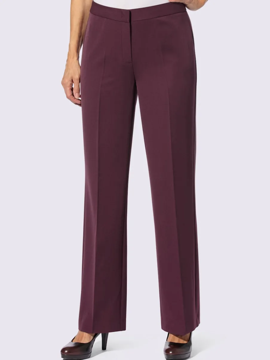 Pantalon à plis repassés avec jambes larges et ceinture gainante
