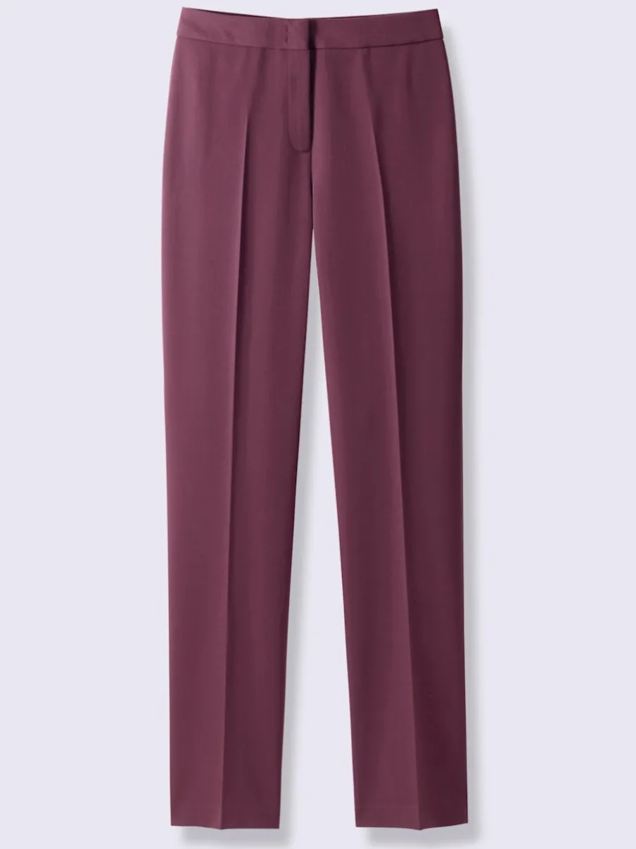 Pantalon à plis repassés avec jambes larges et ceinture gainante