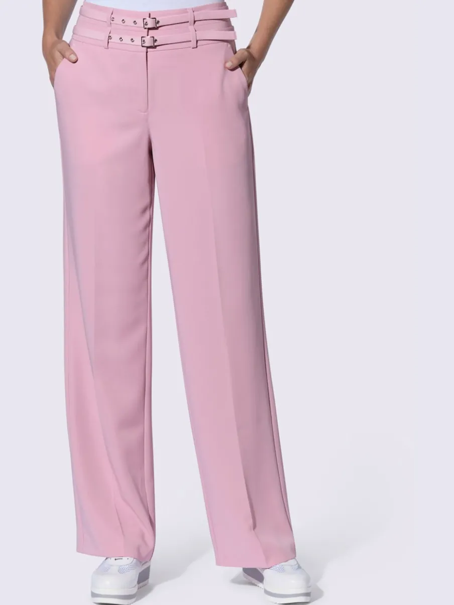 Pantalon plissé à taille haute avec double ceinture et poches