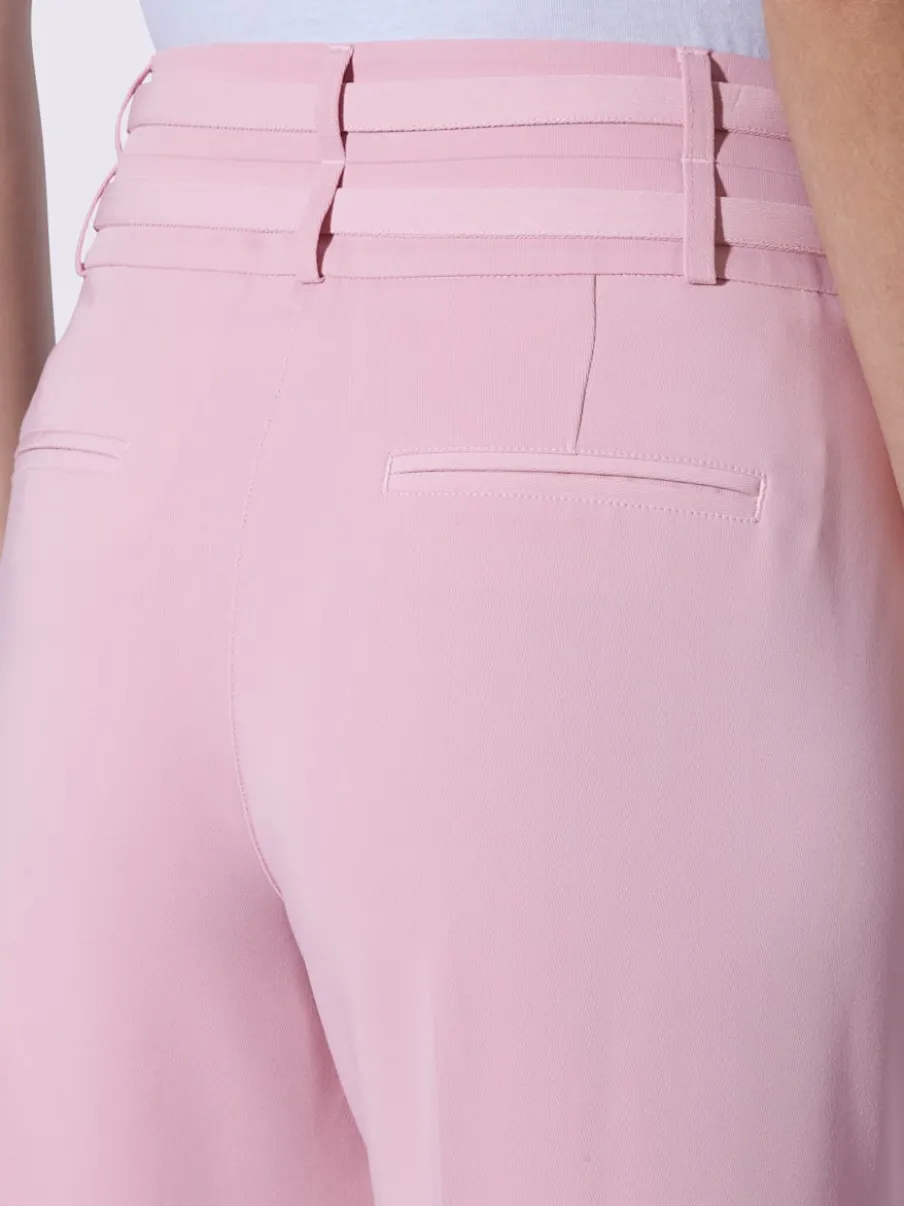 Pantalon plissé à taille haute avec double ceinture et poches
