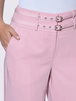 Pantalon plissé à taille haute avec double ceinture et poches