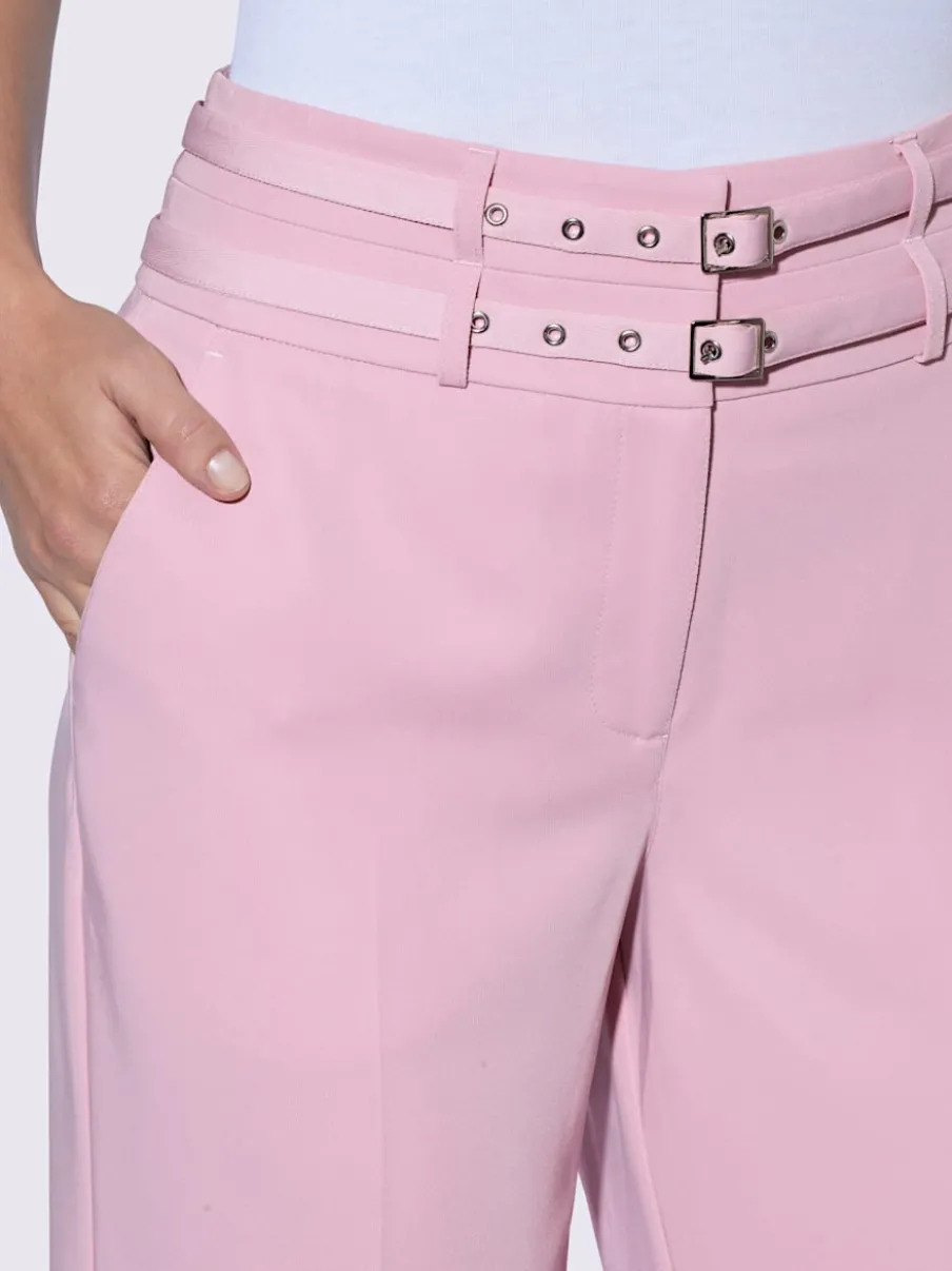 Pantalon plissé à taille haute avec double ceinture et poches