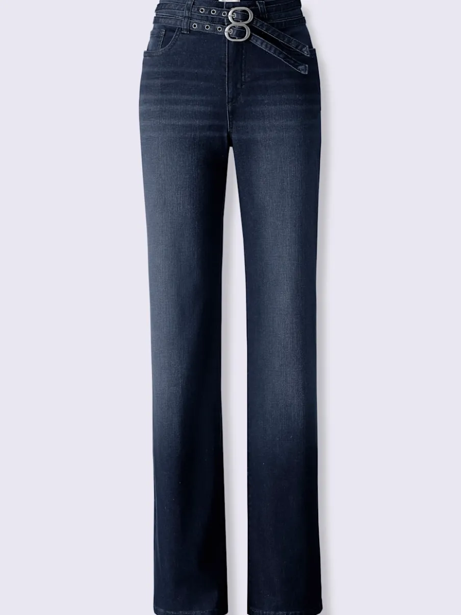 Pantalon 5 poches coupe droite en denim extensible