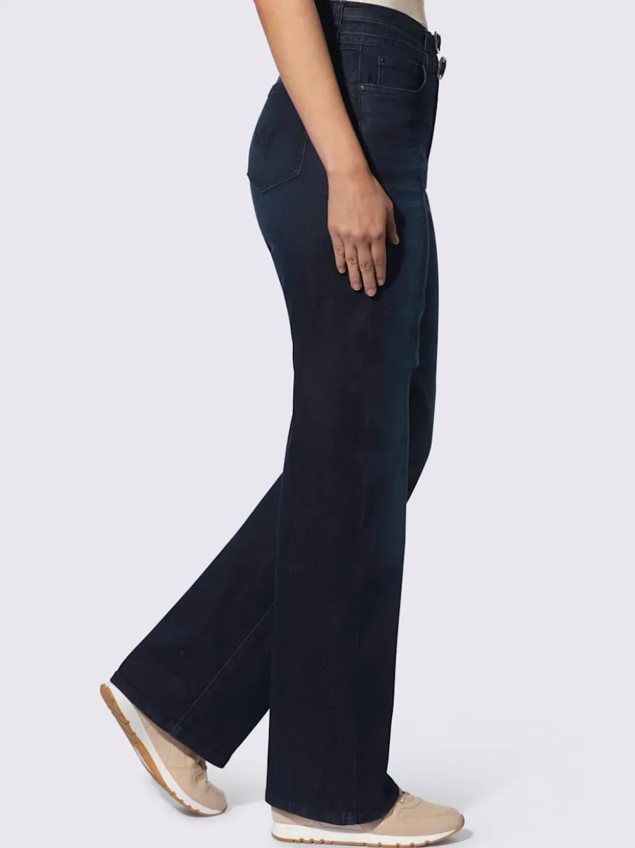 Pantalon 5 poches coupe droite en denim extensible