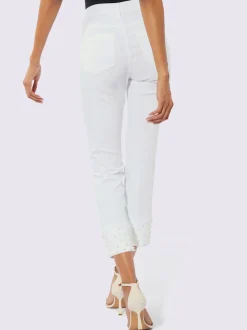 Pantalon 5 poches denim effet modelant agrémenté de perles