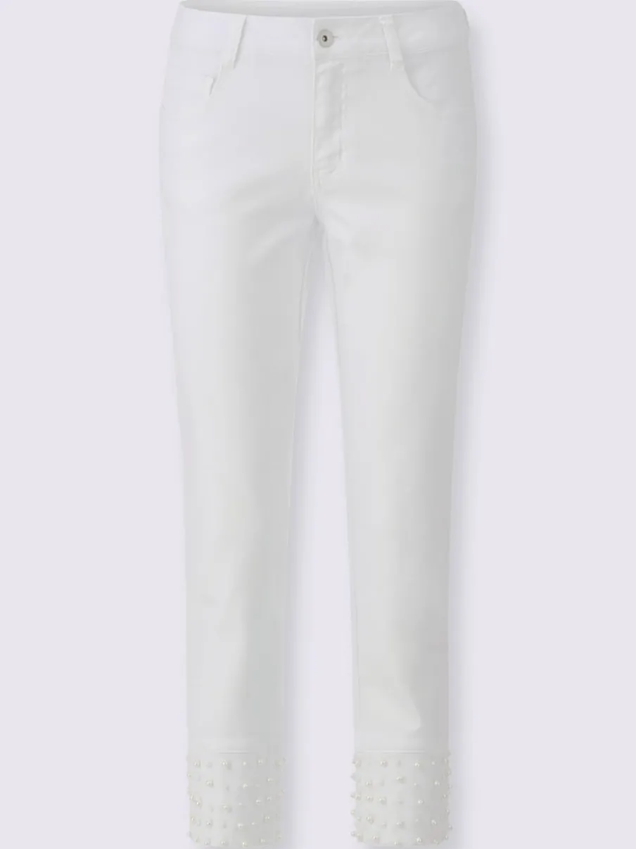 Pantalon 5 poches denim effet modelant agrémenté de perles