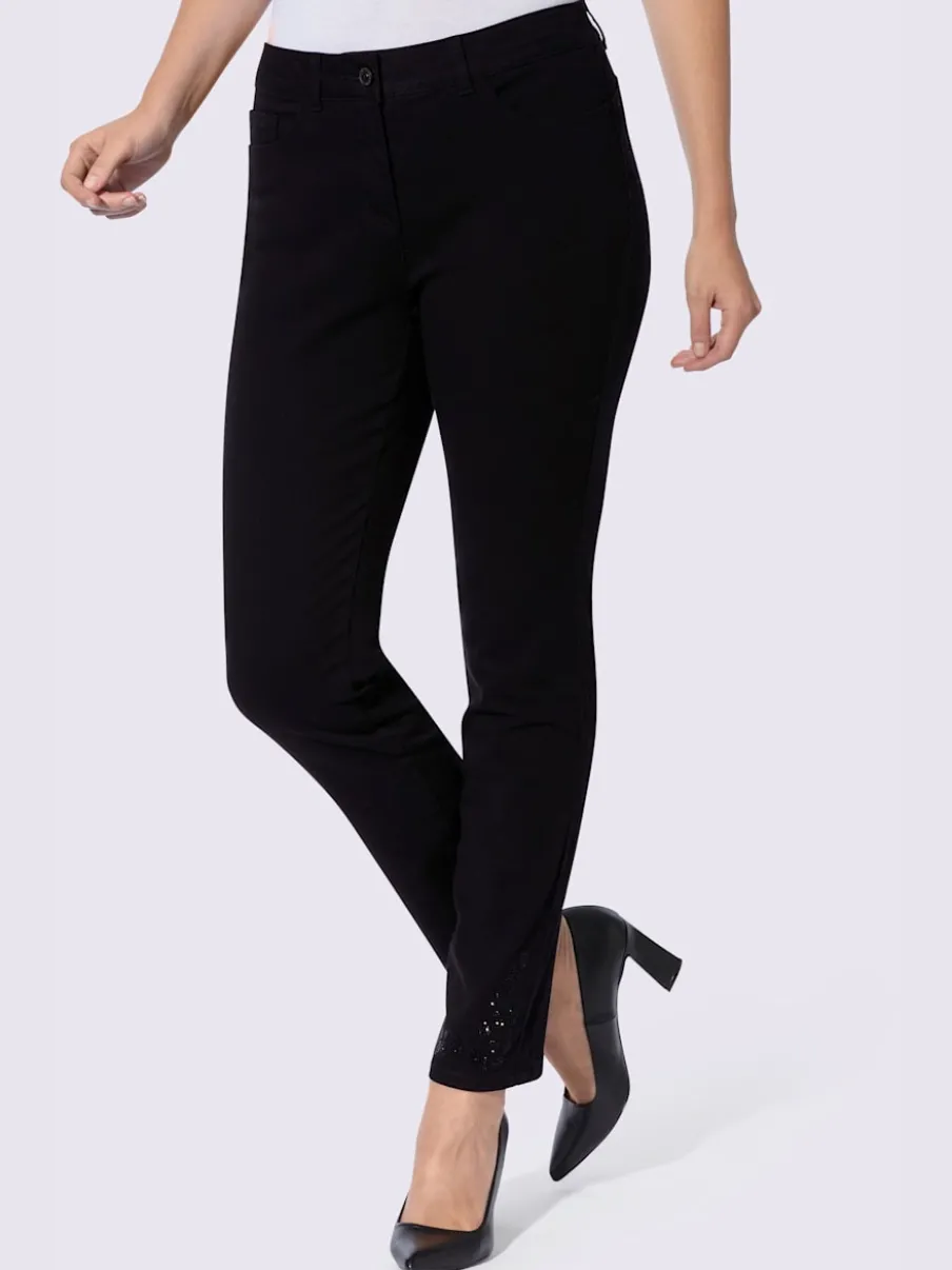 Pantalon 5 poches petites pierres brillantes fantaisie