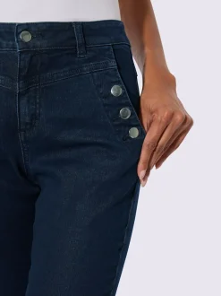 Pantalons 7/8 avec boutons et empiècements décoratifs élégants
