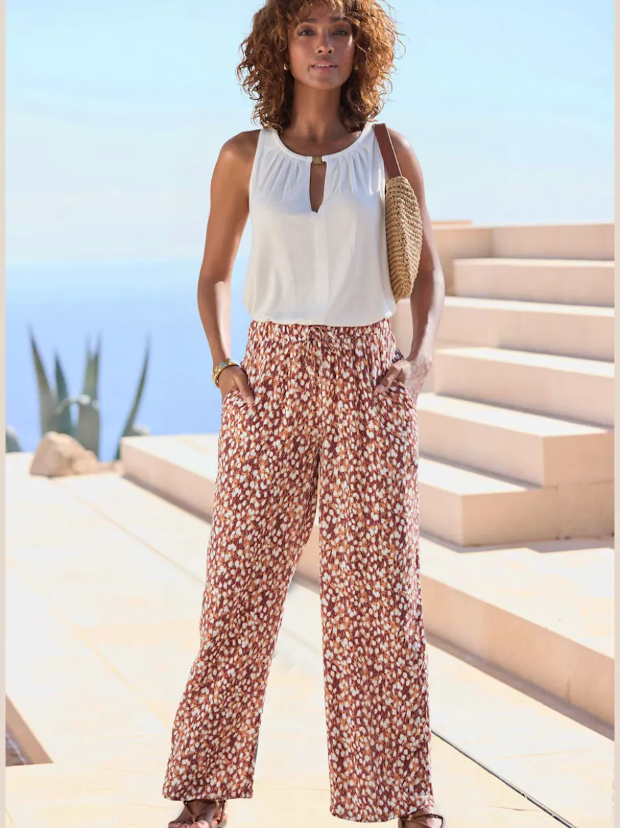 Pantalons avec ceinture élastique et poches latérales