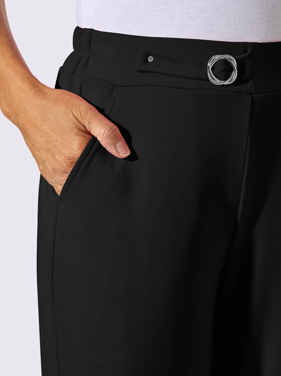 Pantalons à boucle décorative avec poches et élasticité