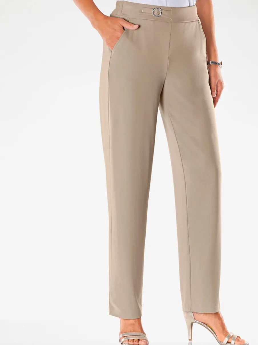 Pantalons à boucle décorative avec poches et élasticité