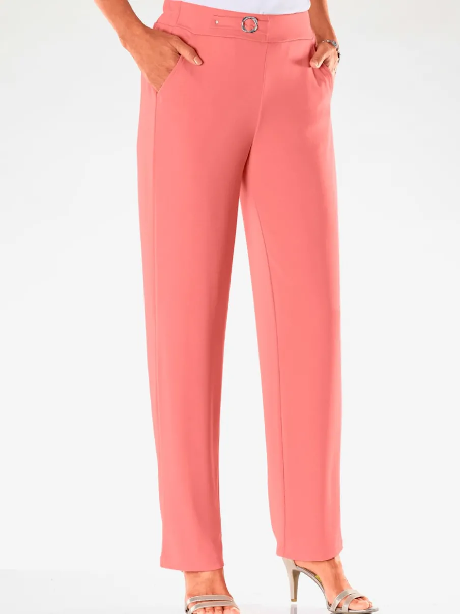 Pantalons à boucle décorative avec poches et élasticité