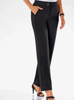 Pantalons à boucle décorative avec poches et élasticité