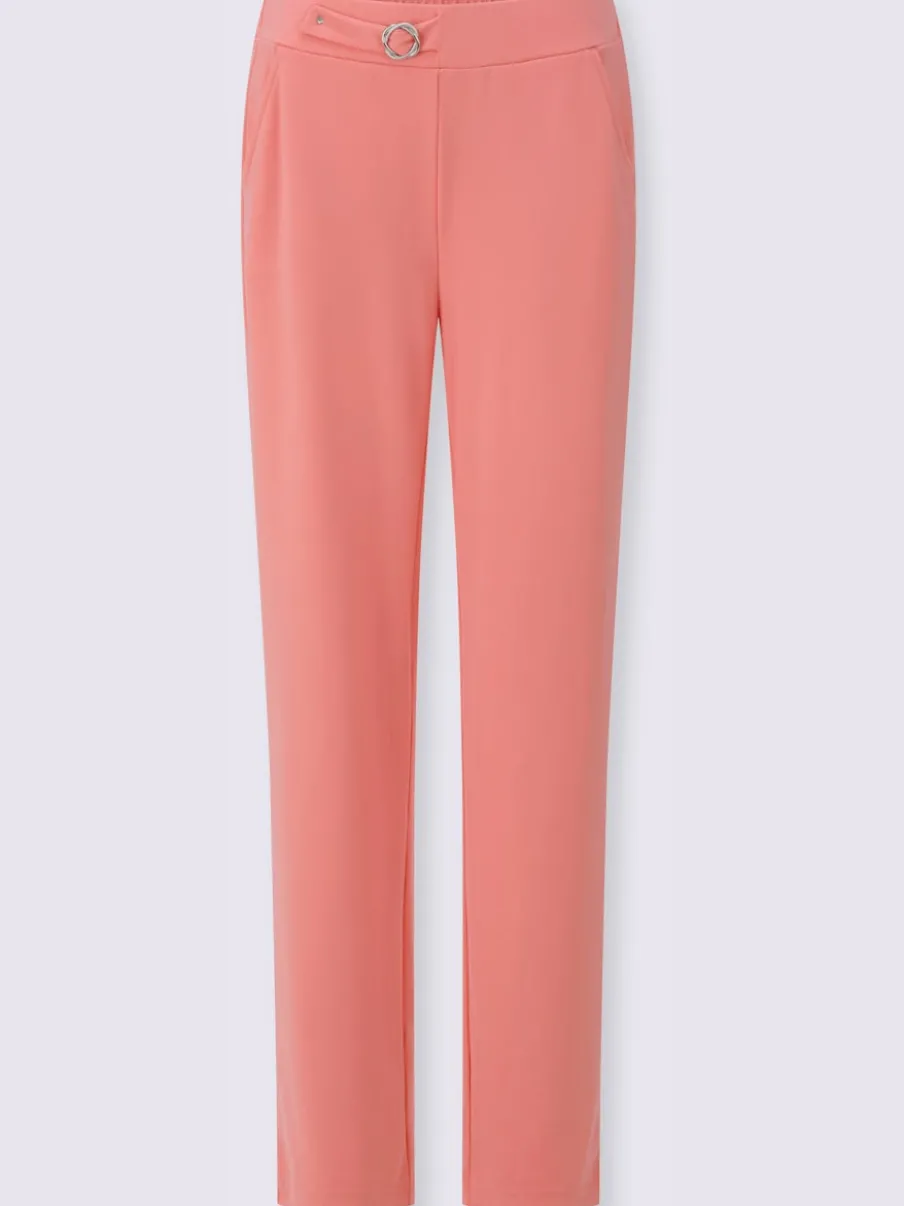 Pantalons à boucle décorative avec poches et élasticité