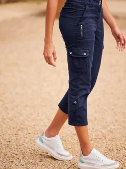 Pantalons cargo en coton coupe raccourcie avec poches
