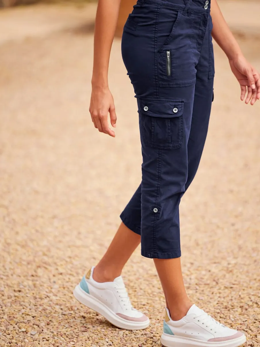 Pantalons cargo en coton coupe raccourcie avec poches