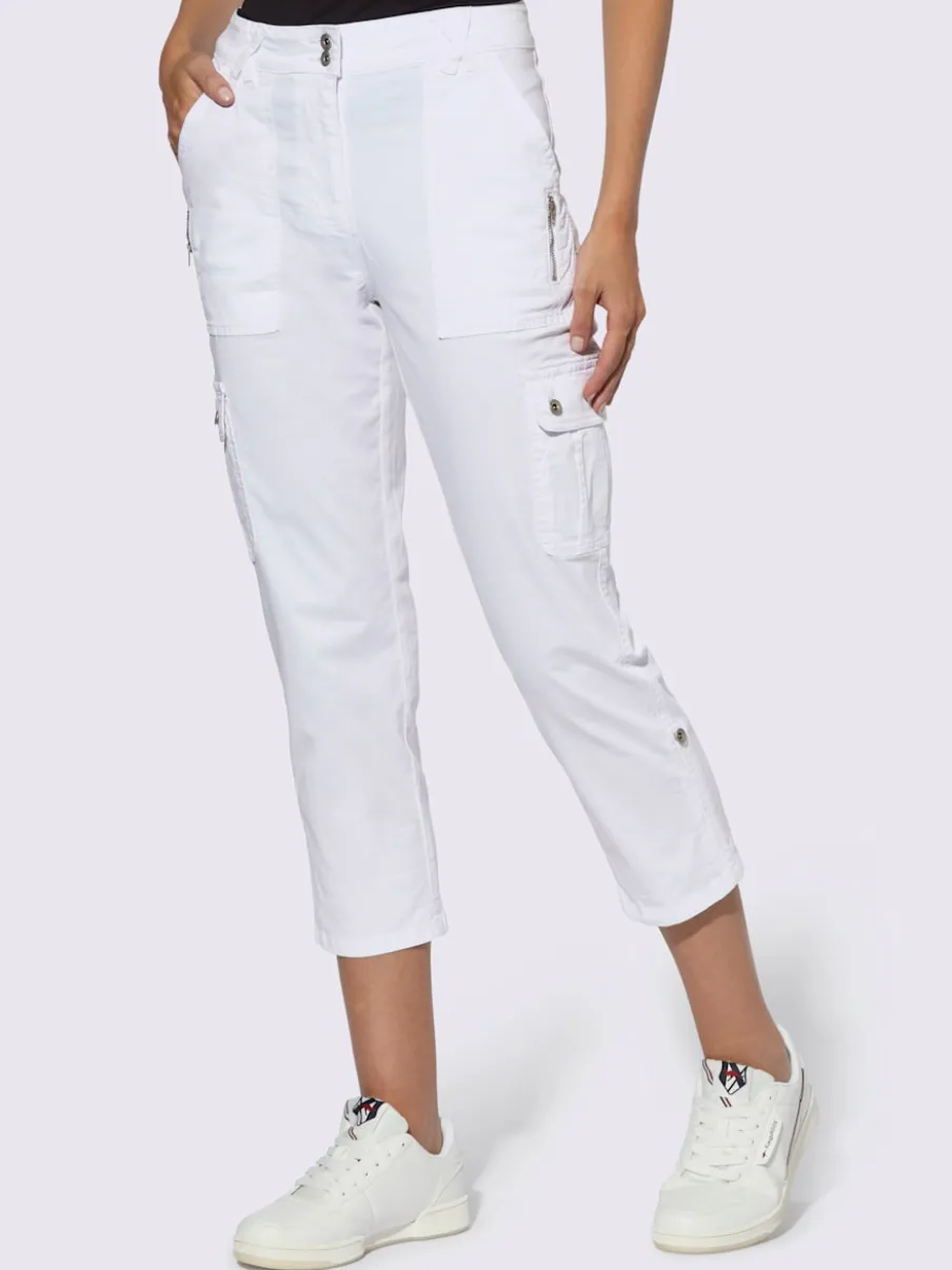 Pantalons cargo en coton coupe raccourcie avec poches