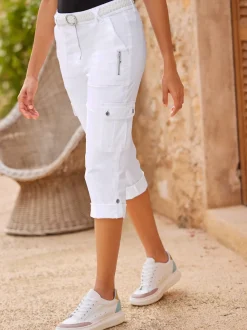 Pantalons cargo en coton coupe raccourcie avec poches