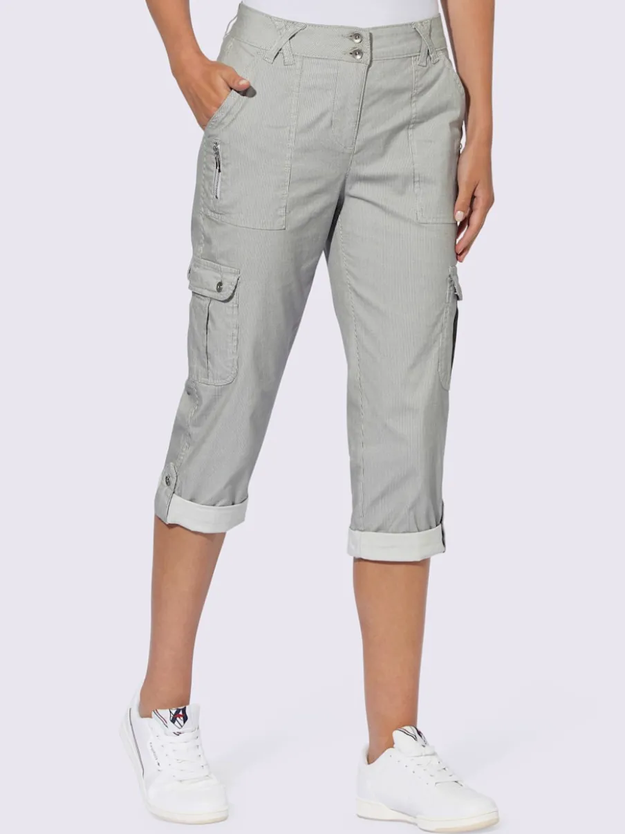 Pantalons cargo à rayures avec poches et boutons