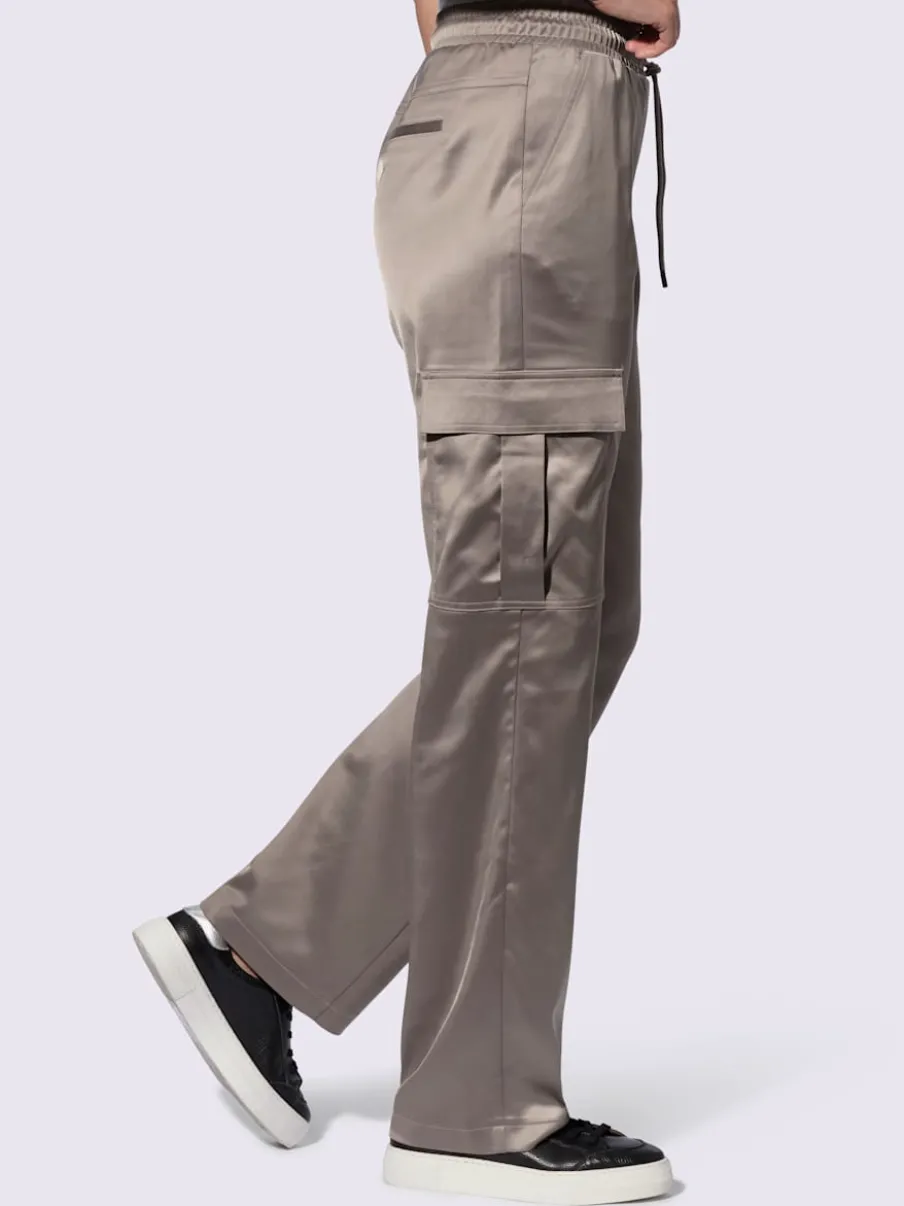 Pantalons cargo satin confortables avec poches pratiques ajustés