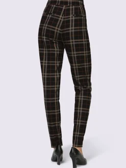Pantalons à carreaux avec ceinture élastique et poches