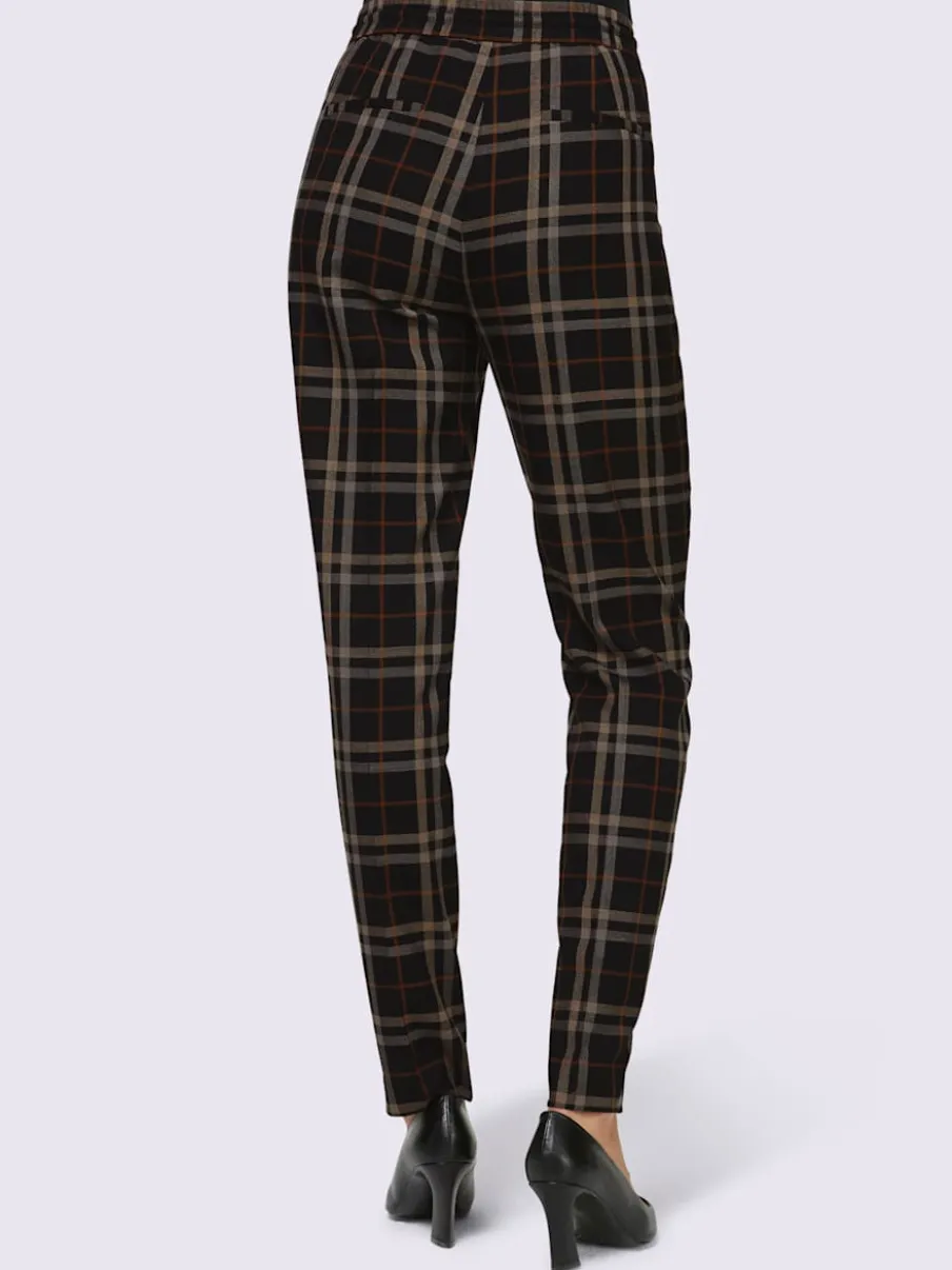 Pantalons à carreaux avec ceinture élastique et poches
