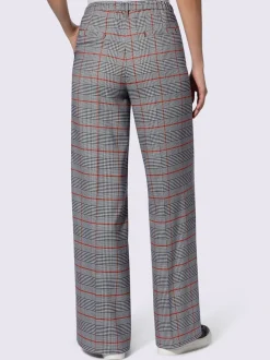 Pantalons à carreaux avec jambes larges et poches latérales
