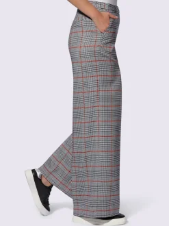 Pantalons à carreaux avec jambes larges et poches latérales