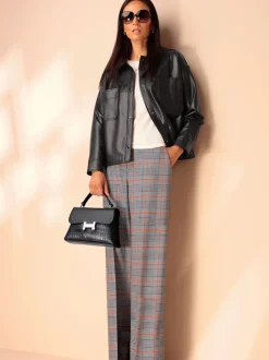 Pantalons à carreaux avec jambes larges et poches latérales