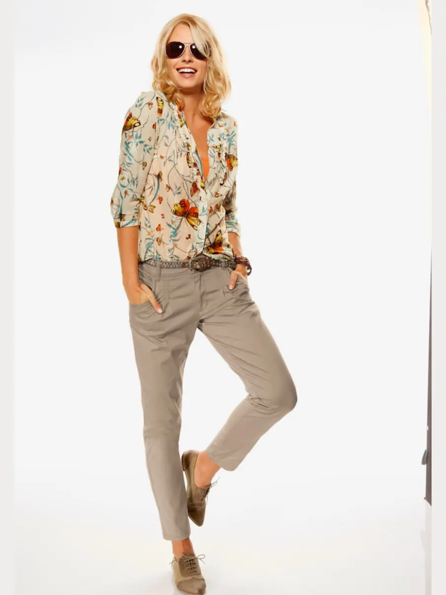 Pantalons chinos confortables avec poches fendues faciles à associer